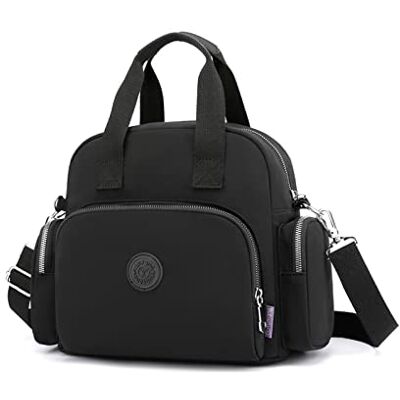 NICOLE & DORIS Casual Handbag for Women Multi Pocket Shoulder Messenger Tote Large Capacity Shopping Travel Backpack Weekend Bag Black NICOLE & DORIS Casual Handbag for Women Multi Pocket Shoulder Messenger Tote Large Capacity Shopping Travel Backpack Weekend Bag Black