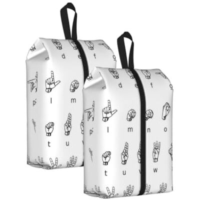 ERCgad Sign Language Alphabet Print Men Women Travel Shoe Storage Bag Home Organizer Pouch Gym Camping Backpacks ERCgad Sign Language Alphabet Print Men Women Travel Shoe Storage Bag Home Organizer Pouch Gym Camping Backpacks