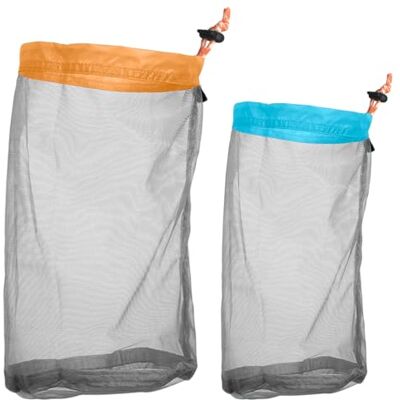 Wihozte 2 Pcs Stuff Storage Mesh Drawstring Bags, Ultra-light Mesh Stuff Sack Storage Bag, Durable Net Bag with Drawstring, Small Travel Stuff Sack for Camping Hiking (S Blue 12x28cm, M Orange 15x34cm) Wihozte 2 Pcs Stuff Storage Mesh Drawstring Bags, Ultra-light Mesh Stuff Sack Storage Bag, Durable Net Bag with Drawstring, Small Travel Stuff Sack for Camping Hiking (S Blue 12x28cm, M Orange 15x34cm)