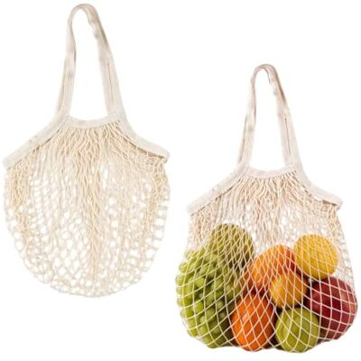 Meralo 2 Pcs Reusable Cotton Mesh String Bags for Grocery Shopping Eco-Friendly Net Produce Bags with Long Handles, Washable Storage Tote Handbag, Perfect for Supermarket and Toys Meralo 2 Pcs Reusable Cotton Mesh String Bags for Grocery Shopping Eco-Friendly Net Produce Bags with Long Handles, Washable Storage Tote Handbag, Perfect for Supermarket and Toys