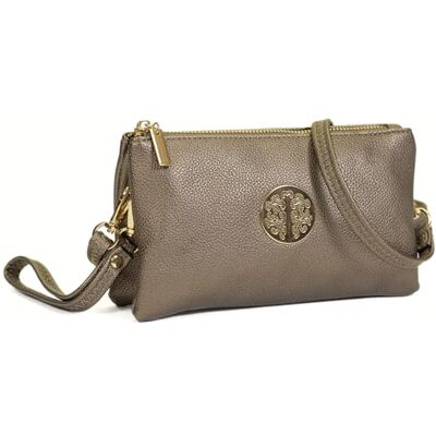 Big Handbag Shop Women’s Vegan Leather Mini Crossbody Bag, Small Holiday Travel Pouch Purse Wallet with Wristlet Strap and Secure Zip Compartments Ivy (Metallic Silver Grey) Big Handbag Shop Women’s Vegan Leather Mini Crossbody Bag, Small Holiday Travel Pouch Purse Wallet with Wristlet Strap and Secure Zip Compartments Ivy (Metallic Silver Grey)