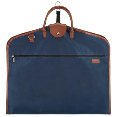 HUGH BUTLER Travel Suit Carrier Bag (Light) for 1-2 Suits 40", Elegant Business Suit Cover with Shoulder Strap, Garment Bags for Men and Women, Breathable, Foldable, Clothes Without Creases, Niles Brown-Blue HUGH BUTLER Travel Suit Carrier Bag (Light) for 1-2 Suits 40", Elegant Business Suit Cover with Shoulder Strap, Garment Bags for Men and Women, Breathable, Foldable, Clothes Without Creases, Niles Brown-Blue