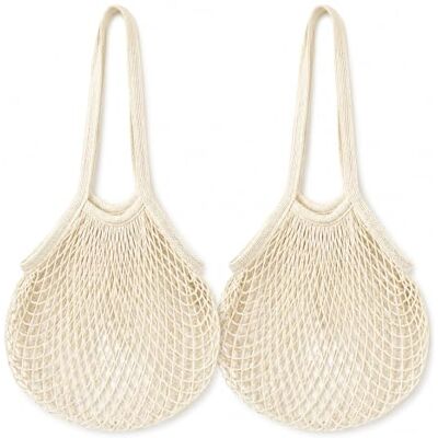 Qurmaput 2pcs Grocery Net Bags, Reusable Shopping Bags for Vegetables Fruits White Crafted from Cotton-Linen Blend Mesh Fabric, Durable And Long-Lasting, Breathability, Repeated Use for Supermarket Beach Qurmaput 2pcs Grocery Net Bags, Reusable Shopping Bags for Vegetables Fruits White Crafted from Cotton-Linen Blend Mesh Fabric, Durable And Long-Lasting, Breathability, Repeated Use for Supermarket Beach
