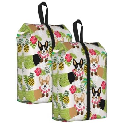 ERCgad Tropical Flower and Corgi Print Men Women Travel Shoe Storage Bag Home Organizer Pouch Gym Camping Backpacks ERCgad Tropical Flower and Corgi Print Men Women Travel Shoe Storage Bag Home Organizer Pouch Gym Camping Backpacks