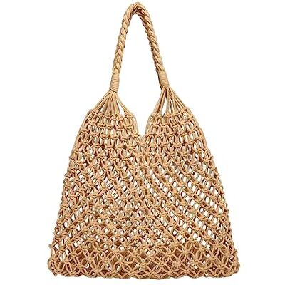 NICOLE & DORIS Straw Tote Bag Women Large Beach Bag Straw Handbags Shopping Bag Net Bag Beach Shoulder Bag Rattan Straw Bag for Holiday Travel and Daily Brown NICOLE & DORIS Straw Tote Bag Women Large Beach Bag Straw Handbags Shopping Bag Net Bag Beach Shoulder Bag Rattan Straw Bag for Holiday Travel and Daily Brown