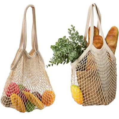 Elovara 2PCS Grocery Net Bag, Reusable Cotton Mesh String Bags for Shopping Elovara 2PCS Grocery Net Bag, Reusable Cotton Mesh String Bags for Shopping