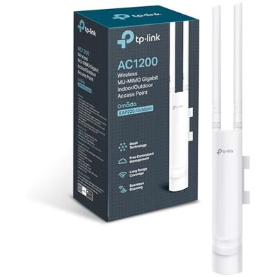 TP-LINK EAP225-Outdoor AC1200 Wireless Access Point, Support PoE MU-MIMO,Gigabit, Enterprise WiFi, Omada Mesh, Access Point, Seamless Roaming, MU-MIMO, Optimal for Garden/Office WiFi, Weatherproof TP-LINK EAP225-Outdoor AC1200 Wireless Access Point, Support PoE MU-MIMO,Gigabit, Enterprise WiFi, Omada Mesh, Access Point, Seamless Roaming, MU-MIMO, Optimal for Garden/Office WiFi, Weatherproof