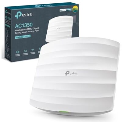 TP-LINK EAP225 Access Point, AC1350 WiFi Dual Band Wireless Access Points, Gigabit Ethernet Port Support 802.3af/Passive PoE, Omada Mesh, Easily Mount to Wall or Ceiling, Free Controller Software TP-LINK EAP225 Access Point, AC1350 WiFi Dual Band Wireless Access Points, Gigabit Ethernet Port Support 802.3af/Passive PoE, Omada Mesh, Easily Mount to Wall or Ceiling, Free Controller Software