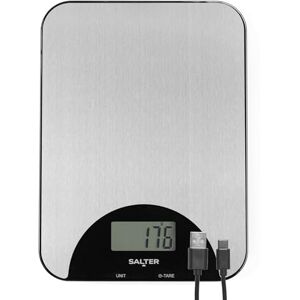 Salter Stainless Steel Rechargeable Scale – Kitchen Scale, Add & Weigh Multiple Ingredients, Measure Liquids, USB Charge, LCD Display, Slim Design, 5kg/11lb Capacity, for Baking & Cooking, Silver Salter Stainless Steel Rechargeable Scale – Kitchen Scale, Add & Weigh Multiple Ingredients, Measure Liquids, USB Charge, LCD Display, Slim Design, 5kg/11lb Capacity, for Baking & Cooking, Silver