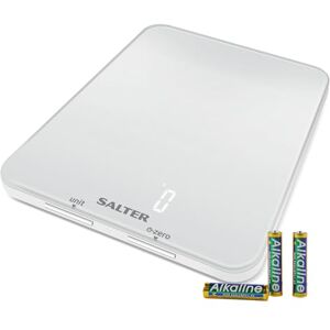 Salter 1180 WHDR Ghost Electronic Kitchen Scale- 5 KG Capacity Food Weighing Baking Scales, Hidden Until Lit Easy Read Digital Display, Large Slim Glass Platform, Add & Weigh, Measures Liquids, White Salter 1180 WHDR Ghost Electronic Kitchen Scale- 5 KG Capacity Food Weighing Baking Scales, Hidden Until Lit Easy Read Digital Display, Large Slim Glass Platform, Add & Weigh, Measures Liquids, White