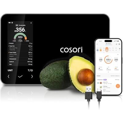 Cosori Smart Kitchen Food Scales with UK database, AI Scan and USB-C, Black Premium Calorie Counting Scale, Clear Color Display, AI Scan, Track 19 Nutrients, USB-C, Offline Mode, Eat Smarter Cosori Smart Kitchen Food Scales with UK database, AI Scan and USB-C, Black Premium Calorie Counting Scale, Clear Color Display, AI Scan, Track 19 Nutrients, USB-C, Offline Mode, Eat Smarter