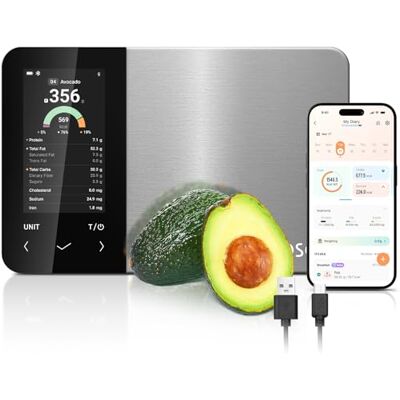 Cosori Smart Kitchen Food Scales, Free App with Extensive UK Food Database, Premium Calorie Counting Scale, Clear Color Display, AI Scan, Track 19 Nutrients, USB-C, Offline Mode, Stainless Steel Cosori Smart Kitchen Food Scales, Free App with Extensive UK Food Database, Premium Calorie Counting Scale, Clear Color Display, AI Scan, Track 19 Nutrients, USB-C, Offline Mode, Stainless Steel
