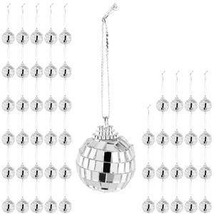 Relaxdays 50x Mini Disco Balls, HWD: 8.5 x 3 x 3 cm, Party Decoration for Hanging, Reflecting Light, Christmas, Silver, Foam Relaxdays 50x Mini Disco Balls, HWD: 8.5 x 3 x 3 cm, Party Decoration for Hanging, Reflecting Light, Christmas, Silver, Foam