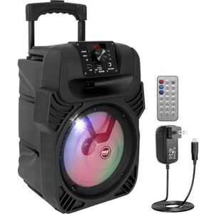 Pyle , Portable Dj Speaker System 400W, Bluetooth Pa Loudspeaker 8” Subwoofer, USB/MP3/FM Radio/Mic Inputs, LED Lights, Rechargeable Battery w/Remote Control Pyle , Portable Dj Speaker System 400W, Bluetooth Pa Loudspeaker 8” Subwoofer, USB/MP3/FM Radio/Mic Inputs, LED Lights, Rechargeable Battery w/Remote Control