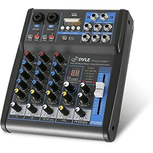 Pyle Professional Audio Mixer Sound Board Console System Interface 4 Channel Digital USB Bluetooth MP3 Computer Input 48V Phantom Power Stereo DJ Studio Streaming FX 16-Bit DSP processor Pyle Professional Audio Mixer Sound Board Console System Interface 4 Channel Digital USB Bluetooth MP3 Computer Input 48V Phantom Power Stereo DJ Studio Streaming FX 16-Bit DSP processor