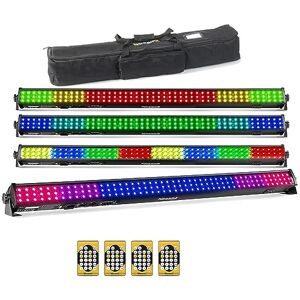 BeamZ LCB144 MKII LED Strip Light Bar Colour Wall Wash Batten (x4), DMX Control, 144 SMD RGB, with Transport Bag