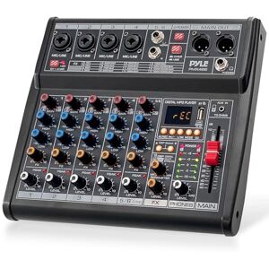 Pyle Professional DJ Audio Mixer Controller 6-Channel DJ Controller Sound Mixer w/DSP 16 Preset Effects, USB Interface, 4 XLR Mic/Line Input, AUX, FX Processor MP3 Player, Headphone Jack PMX466 Pyle Professional DJ Audio Mixer Controller 6-Channel DJ Controller Sound Mixer w/DSP 16 Preset Effects, USB Interface, 4 XLR Mic/Line Input, AUX, FX Processor MP3 Player, Headphone Jack PMX466