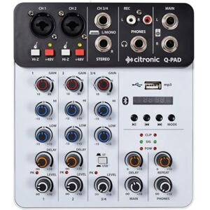 Citronic Q-PAD Compact Mini Mixer With USB/Bluetooth/MP3: Versatile Connectivity, Professional Audio Quality, Portable Design, Integrated USB Interface, User-Friendly Controls Citronic Q-PAD Compact Mini Mixer With USB/Bluetooth/MP3: Versatile Connectivity, Professional Audio Quality, Portable Design, Integrated USB Interface, User-Friendly Controls