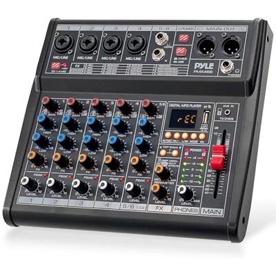 Pyle Professional DJ Audio Mixer Controller 6-Channel DJ Controller Sound Mixer w/DSP 16 Preset Effects, USB Interface, 4 XLR Mic/Line Input, AUX, FX Processor MP3 Player, Headphone Jack PMX466 Pyle Professional DJ Audio Mixer Controller 6-Channel DJ Controller Sound Mixer w/DSP 16 Preset Effects, USB Interface, 4 XLR Mic/Line Input, AUX, FX Processor MP3 Player, Headphone Jack PMX466