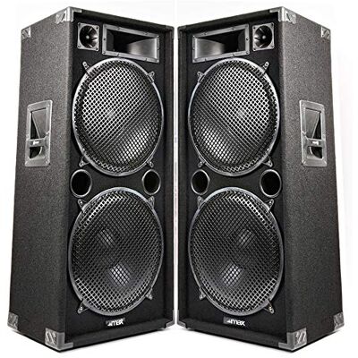 MAX 215 Dual 15-Inch Passive DJ PA Speaker Pair, 4000W, 3-Way Bullet tweeter, mid horn, carpeted cabinet, handles, 100dB SPL MAX 215 Dual 15-Inch Passive DJ PA Speaker Pair, 4000W, 3-Way Bullet tweeter, mid horn, carpeted cabinet, handles, 100dB SPL