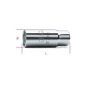 Beta 9560010 Model 956 C16 1/2" Square Drive Spark Plug Socket, Chrome-Plated, Hexagon End, 16 mm Size