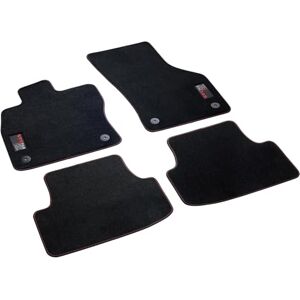 Volkswagen Premium Car Mats, Velour, 4-Piece Set, Black and Red, Compatible with VW Golf 8 GTI from 2020, Front and Rear Fit Volkswagen Premium Car Mats, Velour, 4-Piece Set, Black and Red, Compatible with VW Golf 8 GTI from 2020, Front and Rear Fit