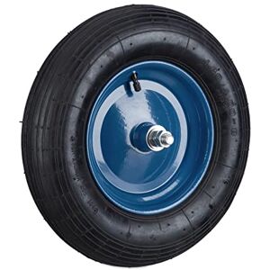 Relaxdays 4.80 4.00-8 Wheelbarrow Tyre, Pneumatic Spare Wheel, 2 PR, Steel Rim and Axle, up to 120 kg, Black/Blue, Rubber, 4.8 4-8 Relaxdays 4.80 4.00-8 Wheelbarrow Tyre, Pneumatic Spare Wheel, 2 PR, Steel Rim and Axle, up to 120 kg, Black/Blue, Rubber, 4.8 4-8