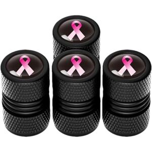 Generic Air Caps for Car Tires, Aluminum Alloy Pink Ribbon Tire Valve Stem Cap Cover - Wheel Valve Tire Air Cover for Most Cars, SUVs, Trucks, Motorcycles and Bicycles, Car Accessories