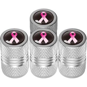 Generic Tire Valve Caps, Aluminum Alloy Pink Ribbon Tire Valve Stem Cap Cover Wheel Valve Tire Air Cover for Most Cars, SUVs, Trucks, Motorcycles and Bicycles