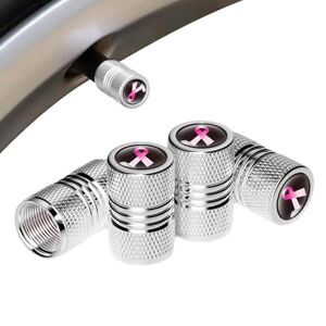 Generic Tire Valve Stem Caps Aluminum Alloy Pink Ribbon Air Caps Cover Tire Valve Cover for Cars Trucks Motorcycles SUVs and Bikes, Stem Covers, Car Accessories