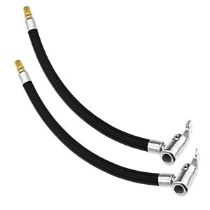 ENET 2PCS 9.3"/23.5cm Motorcycle Car Braided Flexible Clip On Air Tyre Tire Chuck Inflator Pump Hose Adapter Thread 5/16-32UNF Pipe Air Tool