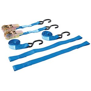 Silverline Motorbike Tie-Down Set 4pce Rated 350kg Capacity 700kg (285155), Blue Silverline Motorbike Tie-Down Set 4pce Rated 350kg Capacity 700kg (285155), Blue