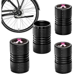 Generic Tire Valve Stem Caps, Aluminum Alloy Pink Ribbon Auto Wheel Air Valve Cap - Tire Valve Cover, Stem Covers for Cars Trucks Motorcycles SUVs and Bikes