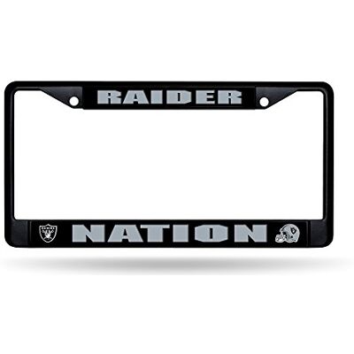 Rico Industries , Inc. Oakland Raiders BLACK RAIDER NATION Chrome Frame Metal License Plate Tag Cover Football Rico Industries , Inc. Oakland Raiders BLACK RAIDER NATION Chrome Frame Metal License Plate Tag Cover Football