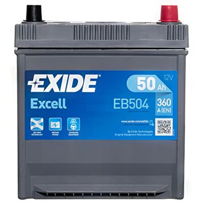 Exide EB504 Excell 008 12V Car Battery 3 Year Guarantee 50AH 360CCA 0/1 Exide EB504 Excell 008 12V Car Battery 3 Year Guarantee 50AH 360CCA 0/1