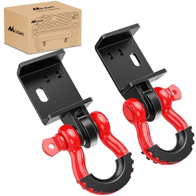 Nilight (2 Pack) Demon Front Tow Hook Mounting Bracket with 3/4” D-Ring Shackle Fit for 2009-2016 2017 2018 2019 2020 2021 2022 2023 Toyota Tacoma, with 7/8" Screw Pin and Isolator Rubber Washers Nilight (2 Pack) Demon Front Tow Hook Mounting Bracket with 3/4” D-Ring Shackle Fit for 2009-2016 2017 2018 2019 2020 2021 2022 2023 Toyota Tacoma, with 7/8" Screw Pin and Isolator Rubber Washers