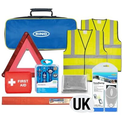 Ring RK002 Essential European Travel Kit - Headlight Deflectors, Warning Triangle, UK Ring RK002 Essential European Travel Kit - Headlight Deflectors, Warning Triangle, UK
