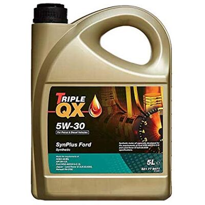 QX Components Triple QX SynPlus SAE 5W30 Fully Synthetic Car Engine Oil 5L Spec 5 Litre QX Components Triple QX SynPlus SAE 5W30 Fully Synthetic Car Engine Oil 5L Spec 5 Litre