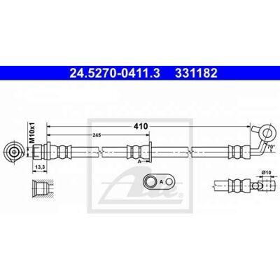 Ate Brake Hose - Honda CR-V - 410mm Length, M10x1 Inner Thread Ate Brake Hose - Honda CR-V - 410mm Length, M10x1 Inner Thread