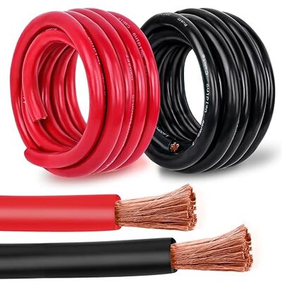 Kimbluth 2 Gauge Battery Cable Copper Wire, 5FT Red+5FT Black 2 AWG Welding Cable Standard USA OFC Wire for Automotive, Battery, Solar, Marine and Generator Kimbluth 2 Gauge Battery Cable Copper Wire, 5FT Red+5FT Black 2 AWG Welding Cable Standard USA OFC Wire for Automotive, Battery, Solar, Marine and Generator