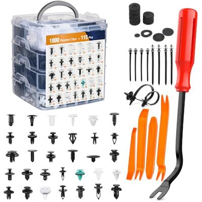 GOOACC 1115Pcs Car Push Retainer Clips & Auto Fasteners Assortment -32 Most Popular Sizes Nylon Bumper Fender Rivets with 10 Cable Ties and Fasteners Remover for GM Ford Toyota Honda Chrysler GOOACC 1115Pcs Car Push Retainer Clips & Auto Fasteners Assortment -32 Most Popular Sizes Nylon Bumper Fender Rivets with 10 Cable Ties and Fasteners Remover for GM Ford Toyota Honda Chrysler
