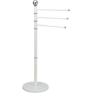 MSV Towel Rack with 3 Rods, Bamboo, White MSV Towel Rack with 3 Rods, Bamboo, White