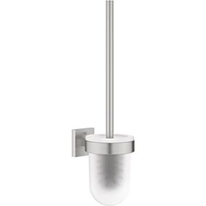 Grohe Start Cube Toilet Brush Set (Material: Glass and Metal, Wall Mounted, Durable Sparkling Sheen, with Screws and Dowels), Size 399 mm, Easy to Fit with QuickGlue, Stainless Steel, 40977DC0 Grohe Start Cube Toilet Brush Set (Material: Glass and Metal, Wall Mounted, Durable Sparkling Sheen, with Screws and Dowels), Size 399 mm, Easy to Fit with QuickGlue, Stainless Steel, 40977DC0