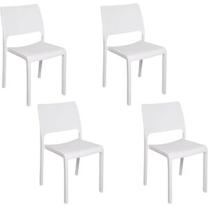 Dmora Set of 4 outdoor chairs Ancona, Garden seat, For indoor or outdoor, Stackable, Made in Italy, 47x53 h82 cm, White Dmora Set of 4 outdoor chairs Ancona, Garden seat, For indoor or outdoor, Stackable, Made in Italy, 47x53 h82 cm, White