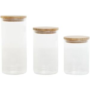 Home ESPRIT Set of 3 Transparent Silicone Bamboo Borosilicate Glass Jars 10 x 10 x 22.4 cm Home ESPRIT Set of 3 Transparent Silicone Bamboo Borosilicate Glass Jars 10 x 10 x 22.4 cm