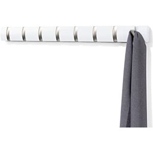 Umbra Flip Wall-Mounted Coat Rack with 8 Hooks – Modern, Space-Saving Storage for Hats, Jackets, Bags, Entryway, Mudroom, Closet, Bathroom, Bedroom – White/Nickel Umbra Flip Wall-Mounted Coat Rack with 8 Hooks – Modern, Space-Saving Storage for Hats, Jackets, Bags, Entryway, Mudroom, Closet, Bathroom, Bedroom – White/Nickel