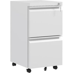 Vinsetto 2-Drawer Mobile Filing Cabinet, Steel Lockable File Cabinet for Letter, A4 and Legal Size, Pre-Assembled Body, White Vinsetto 2-Drawer Mobile Filing Cabinet, Steel Lockable File Cabinet for Letter, A4 and Legal Size, Pre-Assembled Body, White