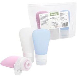 LARELLE Silicone Travel Bottles, Set of 3, 3 x 60ml, BPA Free Silicone Refillable Liquid Containers, Leak-Proof Travel Containers, Light Blue, Pink, White LARELLE Silicone Travel Bottles, Set of 3, 3 x 60ml, BPA Free Silicone Refillable Liquid Containers, Leak-Proof Travel Containers, Light Blue, Pink, White