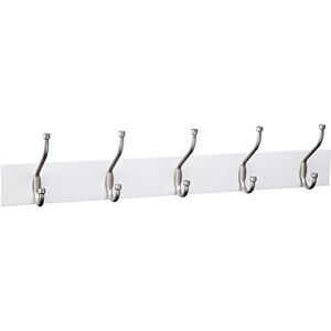 Amazon Basics Rectangular Wall Mounted Coat Rack 5 Hook Standard, White, Lot of 1 Amazon Basics Rectangular Wall Mounted Coat Rack 5 Hook Standard, White, Lot of 1