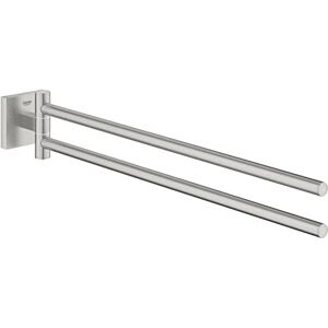 Grohe Start Cube Towel Bar – Wall Mounted Towel Holder with 2 Swivel Arms (Metal, Concealed Fastening, Including Screws and Dowels, Durable Sparkling Sheen), Size 438 mm, Stainless Steel, 40976DC0 Grohe Start Cube Towel Bar – Wall Mounted Towel Holder with 2 Swivel Arms (Metal, Concealed Fastening, Including Screws and Dowels, Durable Sparkling Sheen), Size 438 mm, Stainless Steel, 40976DC0